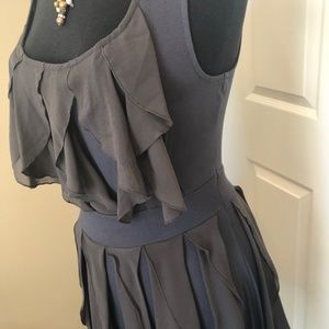 Anthropologie Ric Rac Dark Taupe Silk Ruffle Dress S